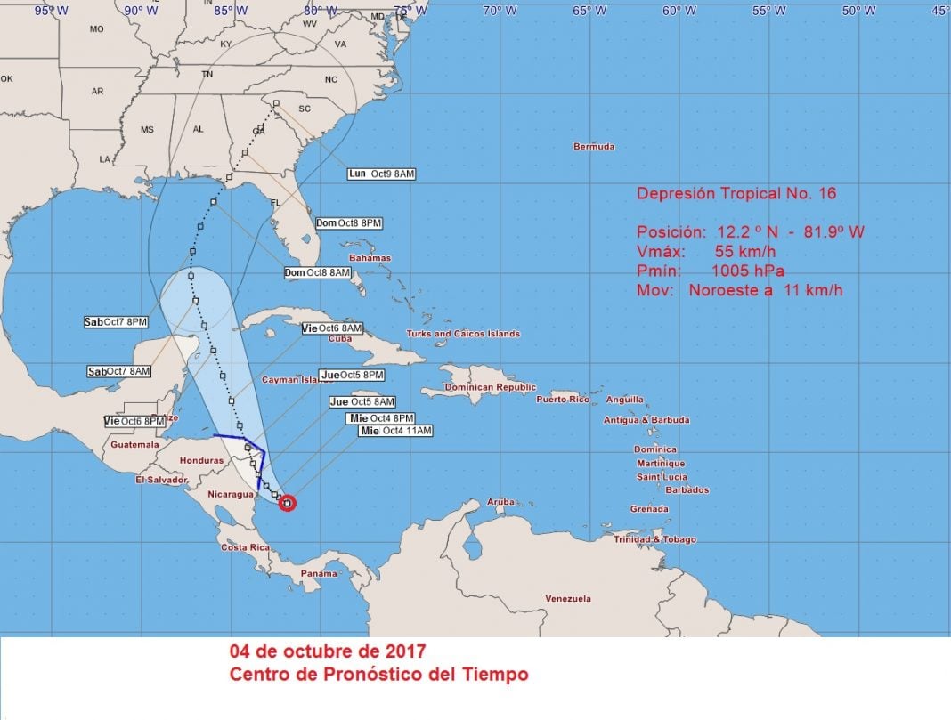 AVISO DE CICLÓN TROPICAL NO.1: SE FORMA LA DEPRESIÓN TROPICAL NÚMERO DIECISÉIS….
