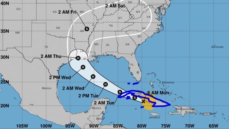 LAURA SE MUEVE AL SUR DE LA REGIÓN CENTRAL DE CUBA CON RACHAS SUPERIORES QUE PUDIERAN SOBREPASAR LOS 100 KM/H