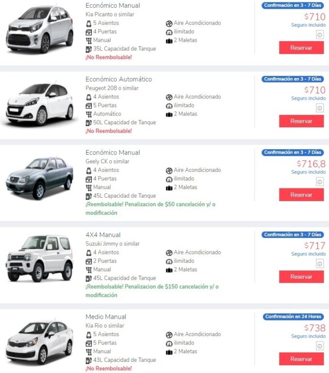 ASÍ ANDAN LOS PRECIOS DE ALQUILER DE COCHES EN CUBA