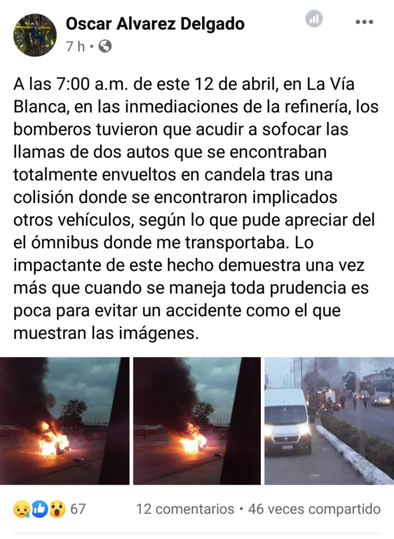 Accidente múltiple en La Habana: un fallecido y varios autos quemados Accidente múltiple en La Habana: un fallecido y varios autos quemados