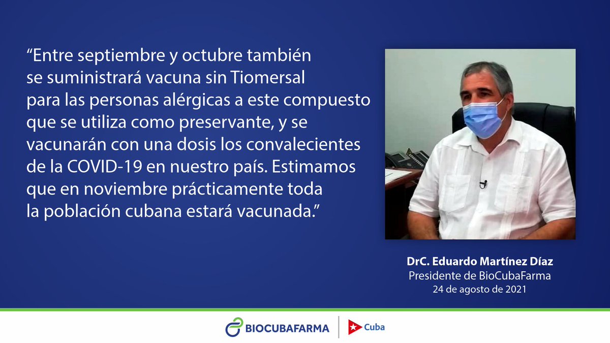 En noviembre prácticamente toda la población cubana estará vacunada, estima BioCubaFARMA En noviembre prácticamente toda la población cubana estará vacunada, estima BioCubaFARMA