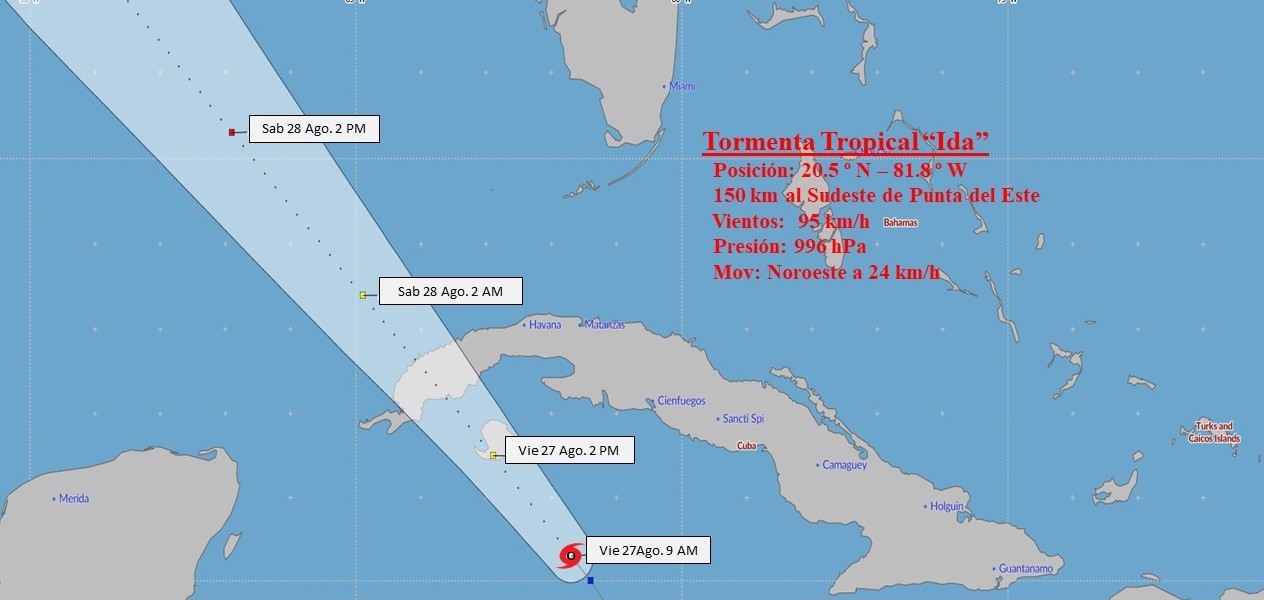 Tormenta tropical Ida continúa intensificándose y podría convertirse en un huracán de categoría uno Tormenta tropical Ida continúa intensificándose y podría convertirse en un huracán de categoría uno