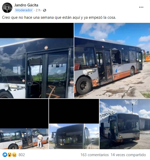 Aparece destruido un ómnibus de los donados por Bélgica a Cuba Aparece destruido un ómnibus de los donados por Bélgica a Cuba