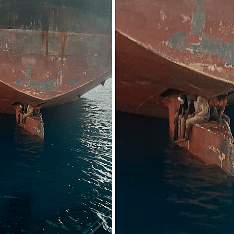 ¡Ver para creer!... Tres migrantes llegaron a Europa viajando durante 11 días en la pala de timón de un barco ¡Ver para creer!… Tres migrantes llegaron a Europa viajando durante 11 días en la pala de timón de un barco