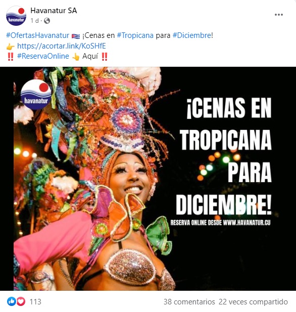 Havanatur invita a cubanos a cenar en diciembre en Tropicana por 1800 pesos Havanatur invita a cubanos a cenar en diciembre en Tropicana por 1800 pesos