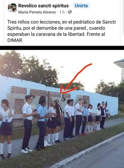 Cae pared sobre niños que esperaban caravana de la libertad en Sancti Spíritus