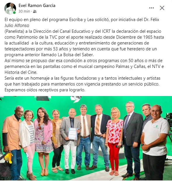 Declararán a «Escriba y Lea», «Palmas y Cañas» y al NTV patrimonio de la televisión cubana