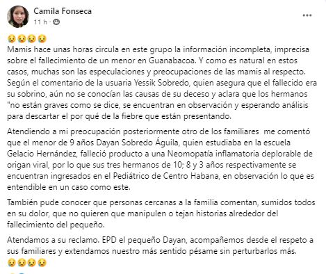 Población alarmada por fallecimiento de niño de nueve años en La Habana