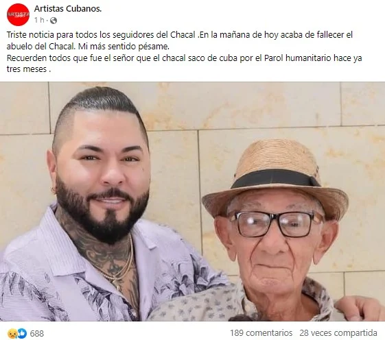 Muere abuelo del cantante cubano El Chacal en Miami