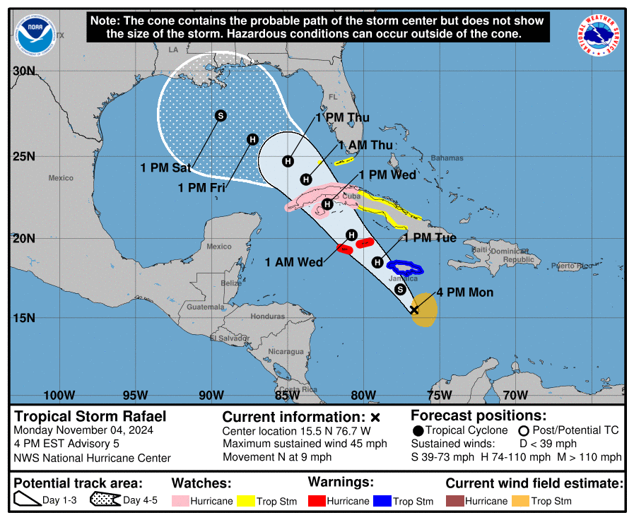 Se forma la Tormenta Tropical Rafael en el mar Caribe Se forma la Tormenta Tropical Rafael en el mar Caribe