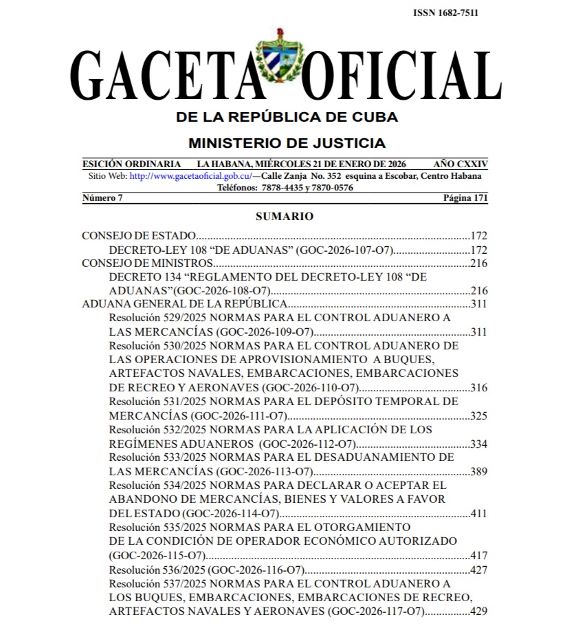 Cuba publica el Decreto-Ley 108 de Aduanas: modernización normativa y beneficios vigentes