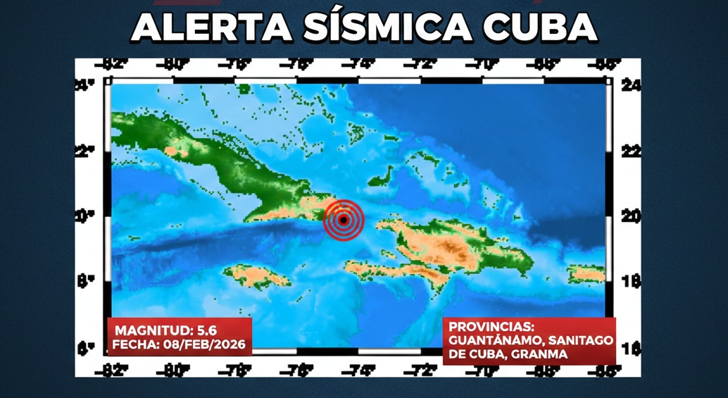 Sismo de magnitud 5.6 sacude el oriente de Cuba este 8 de febrero